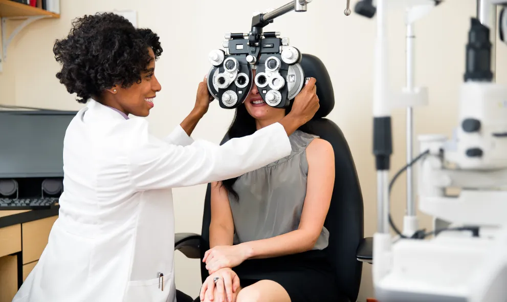 Patient having an eye exam