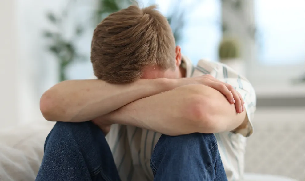 Sad man suffering with depression