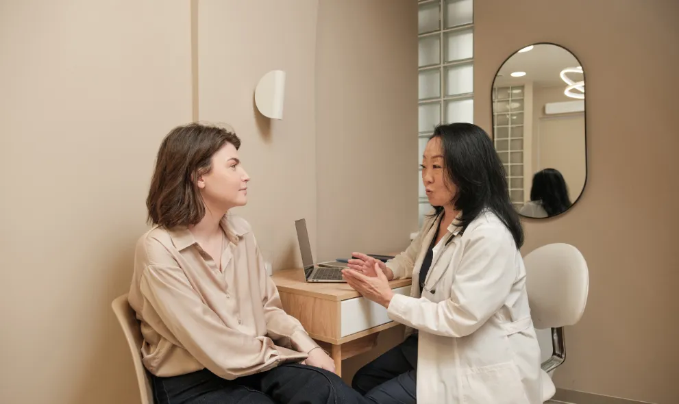 Woman getting a wellness checkup
